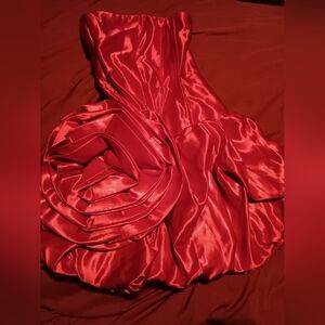 Jessica McClintock for Gunne Sax Red Shiny Mini Dress Size 1